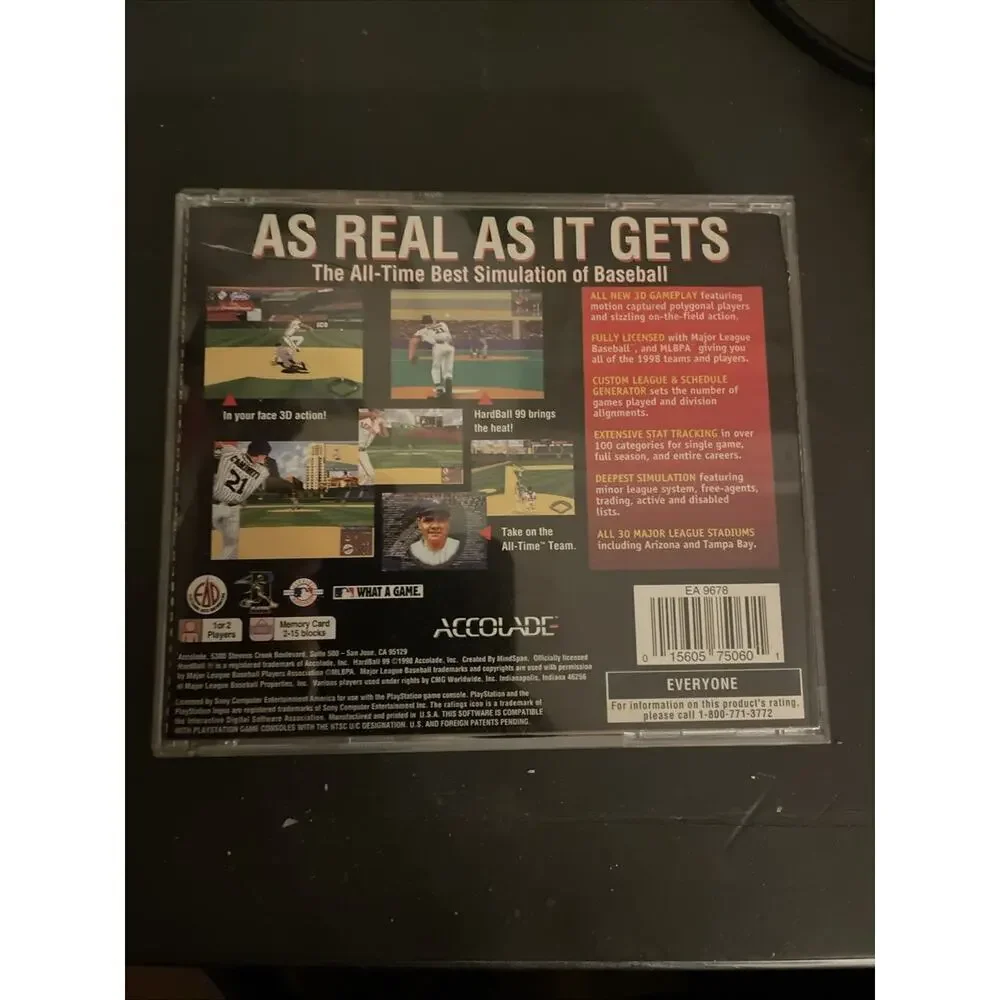 HardBall 99 PlayStation 1 PS1 Baseball Video Game Complete CIB Accolade MLB